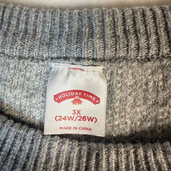 Holiday Time Grey Crew Neck Pullover Sweater with Christmas Tree's Size 3X - Picture 5 of 10